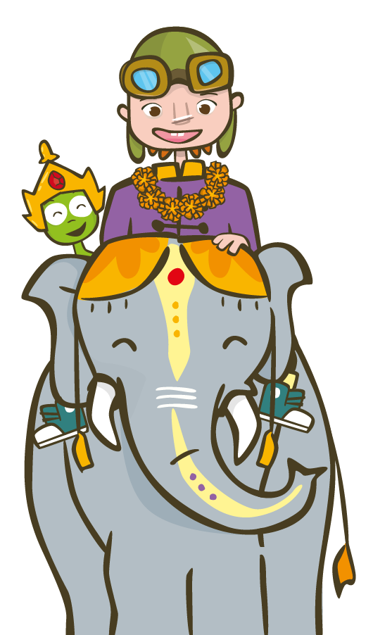 Pascal en Milo op de olifant